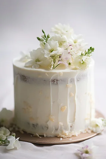 Многоярусный свадебный торт с цветами